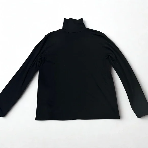 Eileen Fisher Black Turtleneck Long Sleeve Size L 100% Silk Mélange Turtleneck - Picture 5 of 10
